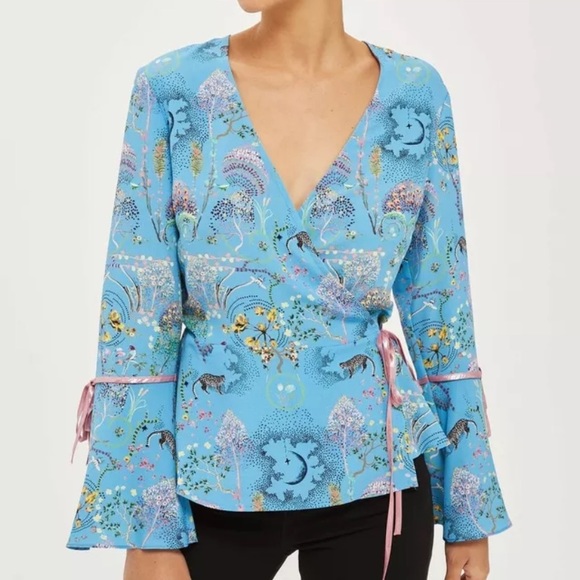 Topshop Tops - Topshop Magical Leopard Print Wrap Blouse